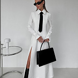 SUPER WHOLESALE | Side Split Shirt Dress with Tie