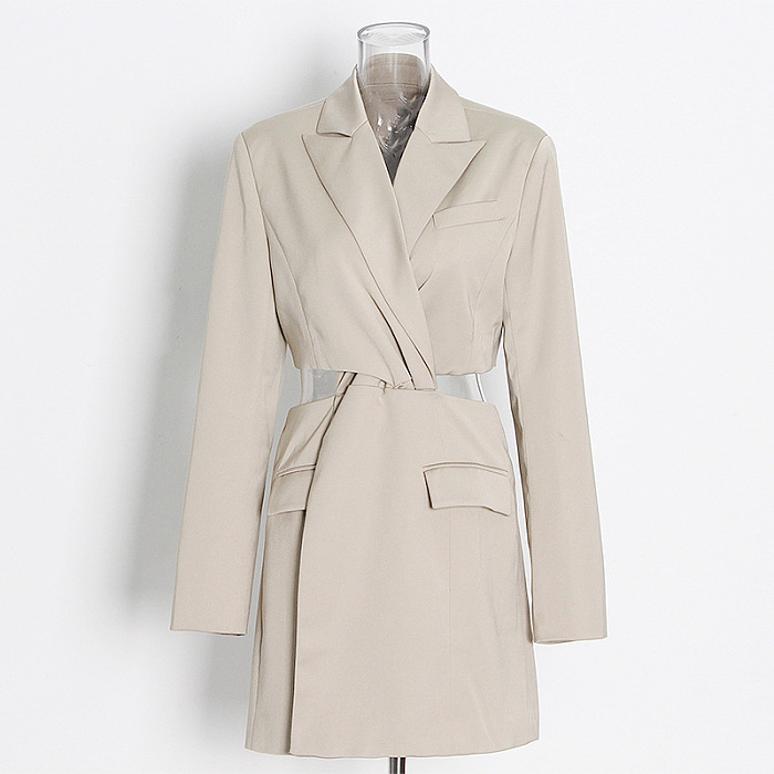 SUPER WHOLESALE | Cut-out Blazer Collar Dress