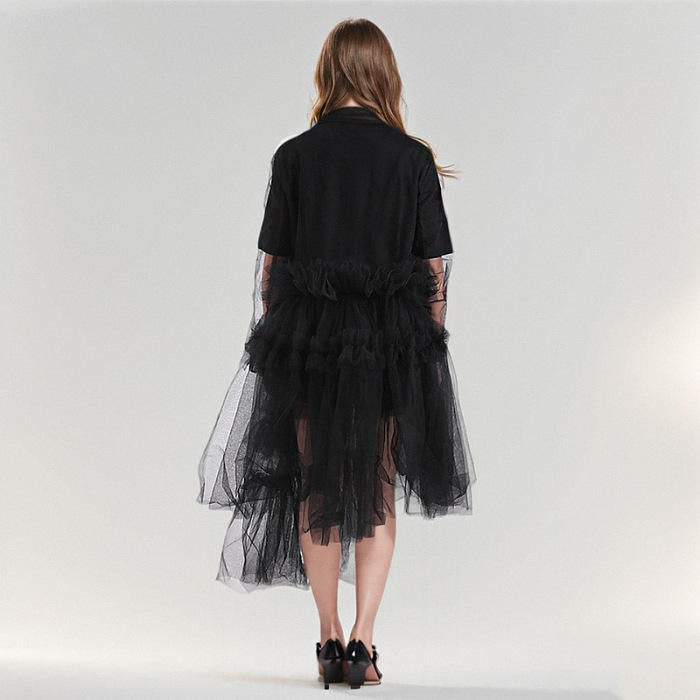 SUPER WHOLESALE | See-through Patchwork Shirt Dress