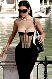 SUPER WHOLESALE | Strapless Long Dress Two-piece Set.
