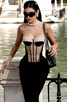 SUPER WHOLESALE | Strapless Long Dress Two-piece Set.