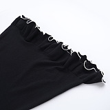 SUPER WHOLESALE | Color-blocked Wavy Hem A-line Long Sleeve Top