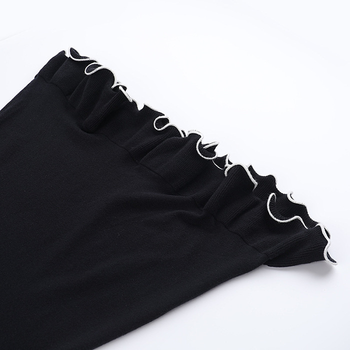 SUPER WHOLESALE | Color-blocked Wavy Hem A-line Long Sleeve Top