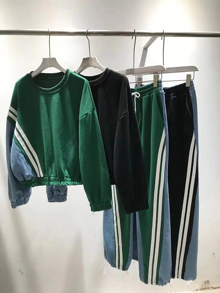 SUPER WHOLESALE | Denim x Joggers Set in Green