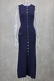 SUPER WHOLESALE | Sleeveless Round Neck Slim Fit Knitted Dress in Blue