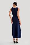 SUPER WHOLESALE | Sleeveless Round Neck Slim Fit Knitted Dress in Blue