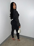 SUPER WHOLESALE | Washed Vintage Sexy Deep V Neck Long Sleeve Jumpsuit for Fall and Winter