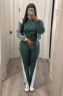 SUPER WHOLESALE | Denim x Joggers Set in Green