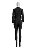 SUPER WHOLESALE | Washed Vintage Sexy Deep V Neck Long Sleeve Jumpsuit for Fall and Winter