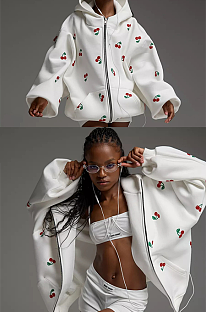 SUPER WHOLESALE | Cherry Print Hoodie Jacket