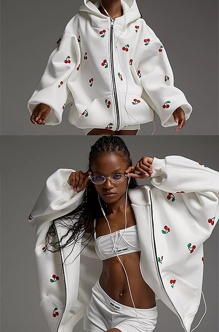 SUPER WHOLESALE | Cherry Print Hoodie Jacket