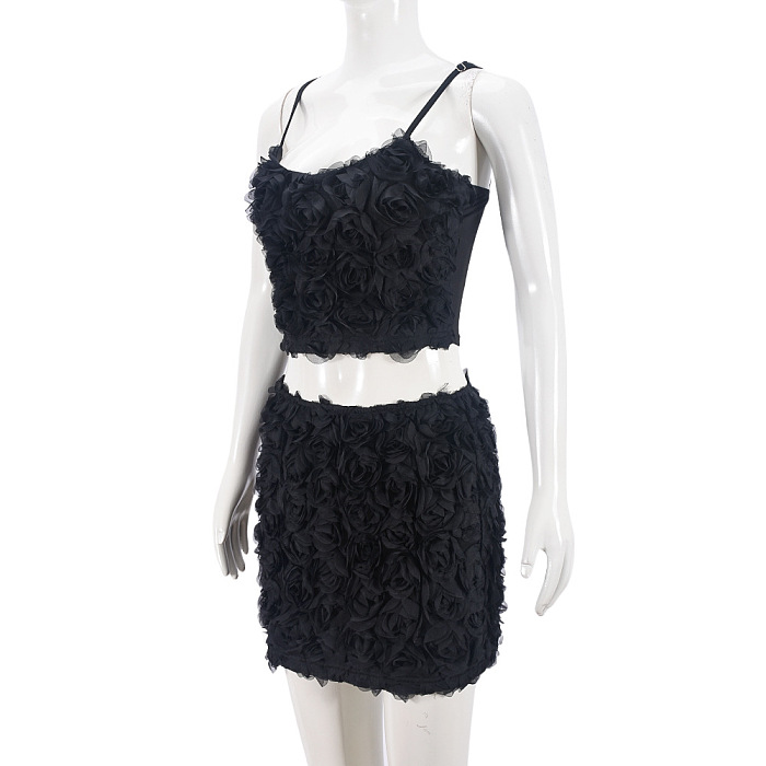 SUPER WHOLESALE | Rose  Cropped Tube Top and Mini Skirt Two-piece Set