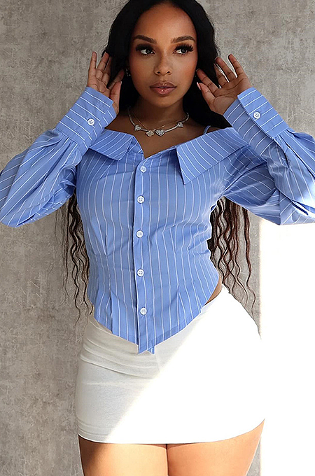 SUPER WHOLESALE | Off-shoulder Statement Shirt