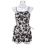 SUPER WHOLESALE | Stretch Spaghetti Strap Mesh Backless Dress