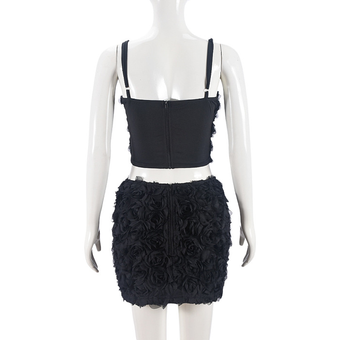 SUPER WHOLESALE | Rose  Cropped Tube Top and Mini Skirt Two-piece Set