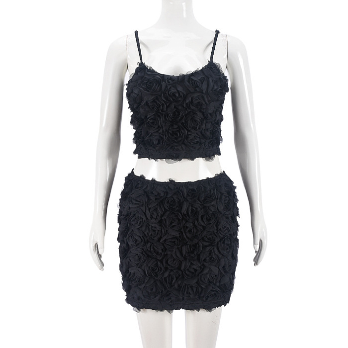 SUPER WHOLESALE | Rose  Cropped Tube Top and Mini Skirt Two-piece Set