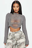 SUPER WHOLESALE | Off-Shoulder Hollow Out Distressed Cropped Sweater