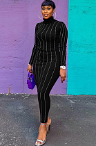 SUPER WHOLESALE | Rhinestone Slim-Fit High Neck Long Sleeve Dress