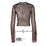 SUPER WHOLESALE | Floral Sexy Mesh Lace Cardigan T-Shirt Leopard