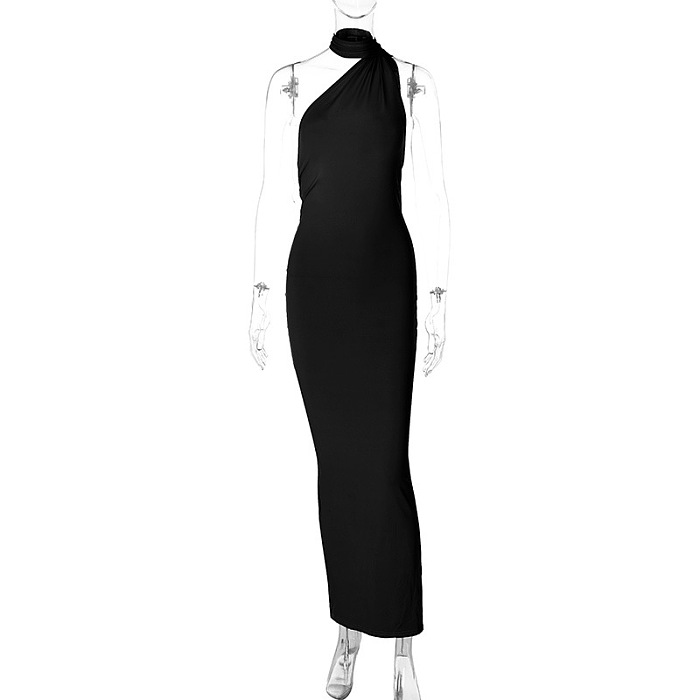 SUPER WHOLESALE | Backless Ruched Sleeveless Slim-Fit Solid Color Dress