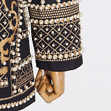 SUPER WHOLESALE | V-neck studded print long-sleeve blazer