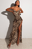 SUPER WHOLESALE | Floral Slim-Fit Backless Chain Strap Midi Dress Leopard