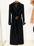 SUPER WHOLESALE | Woolen Tied-waist Trench Coat