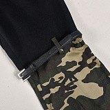 Copy SUPER WHOLESALE | Camo Long Sleeve Cut-Out Waist Stretch Denim Belted Pants Set