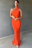 SUPER WHOLESALE | Backless Ruched Sleeveless Slim-Fit Solid Color Dress