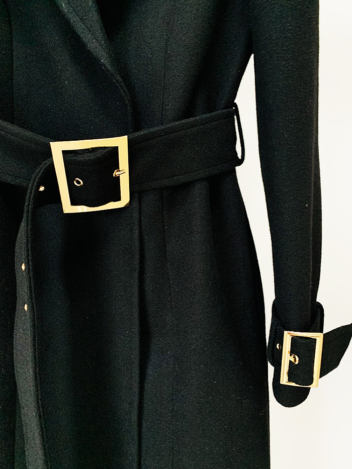 SUPER WHOLESALE | Woolen Tied-waist Trench Coat