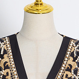 SUPER WHOLESALE | V-neck studded print long-sleeve blazer