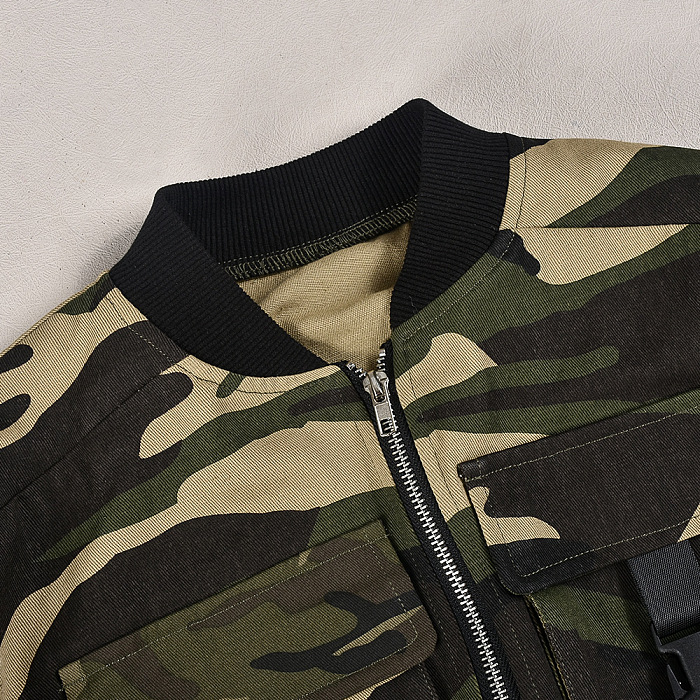 Copy SUPER WHOLESALE | Camo Long Sleeve Cut-Out Waist Stretch Denim Belted Pants Set