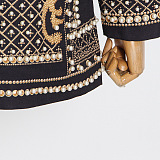 SUPER WHOLESALE | V-neck studded print long-sleeve blazer