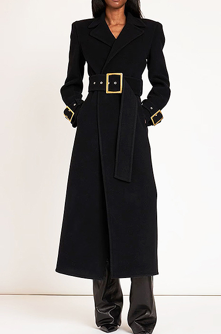 SUPER WHOLESALE | Woolen Tied-waist Trench Coat