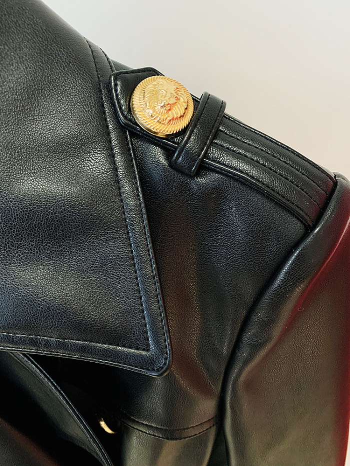 SUPER WHOLESALE | Leather Double Breasted Trench Coat