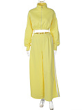 SUPER WHOLESALE |  Crop Tracking Top & Loose Pants Set  Yellow