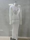 SUPER WHOLESALE | Backless Solid Color Long Sleeve Knit Maxi Dress