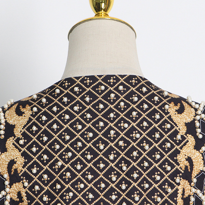 SUPER WHOLESALE | V-neck studded print long-sleeve blazer