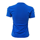 SUPER WHOLESALE | Sequin Printed Patch Beaded Short Sleeve T-Shirt