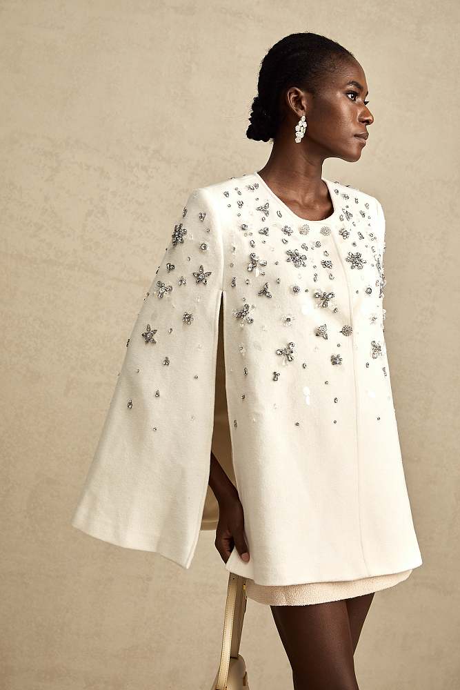 SUPER WHOLESALE | Embellished Cape-design Jacket