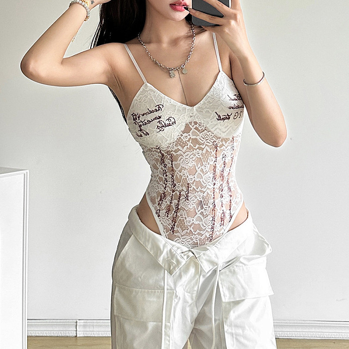 SUPER WHOLESALE | Lace Strappy Corset in White