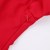 SUPER WHOLESALE | Valentine red high-slit pleated maxi dress