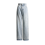 SUPER WHOLESALE | high-rise wide-leg rhinestone-embellished jeans