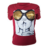 SUPER WHOLESALE | Sequin Printed Patch Beaded Short Sleeve T-Shirt