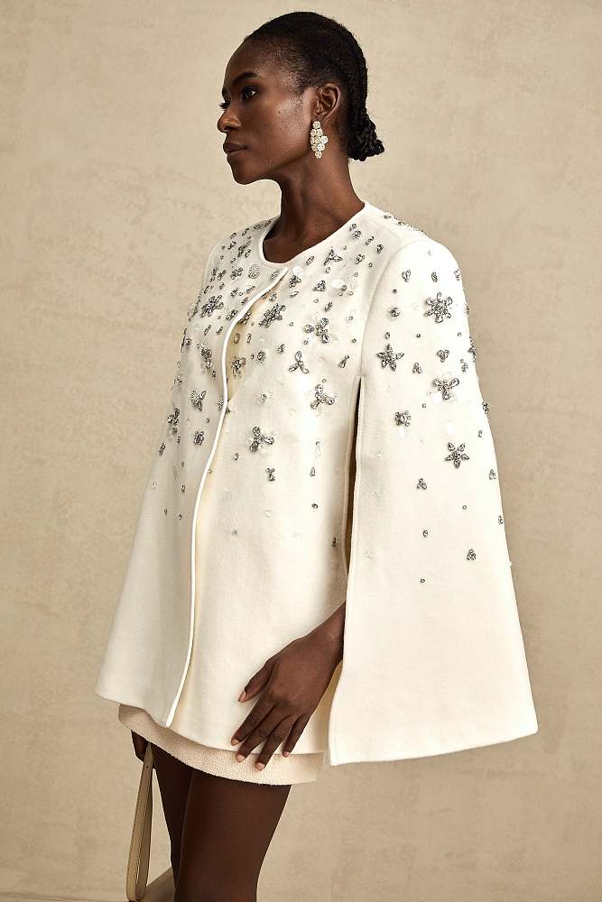 SUPER WHOLESALE | Embellished Cape-design Jacket