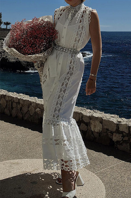 SUPER WHOLESALE | Hollow-out Off-Shoulder Long Dress