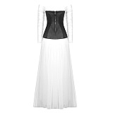 SUPER WHOLESALE |Contrast-color Panelled Maxi Dress
