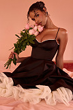 SUPER WHOLESALE | Spaghetti Strap Stiff Mesh Flared Maxi Gown – Elegant Slim-Fit Dress