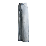 SUPER WHOLESALE | high-rise wide-leg rhinestone-embellished jeans