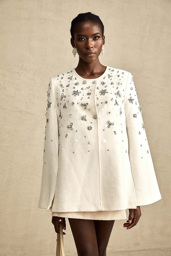 SUPER WHOLESALE | Embellished Cape-design Jacket
